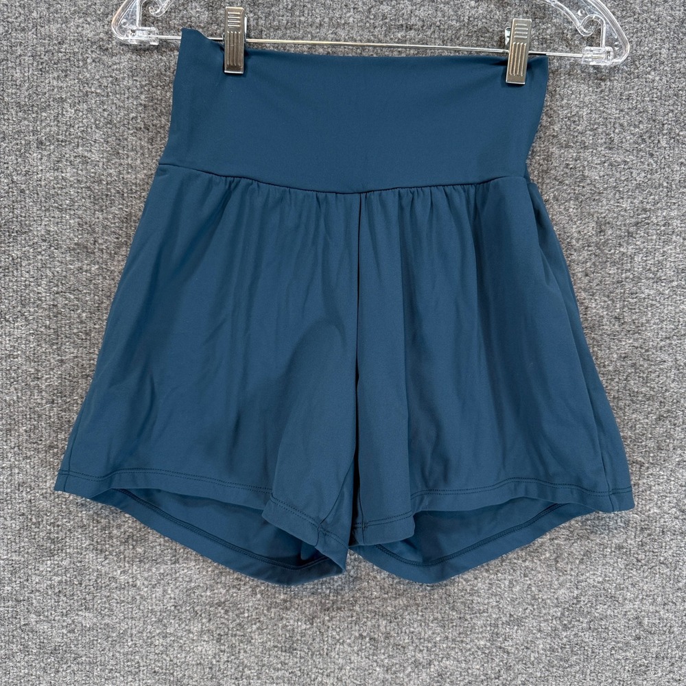Halara Shorts Women Small Long Blue Flowy Athletic Gym Workout Pull On HIgh Rise